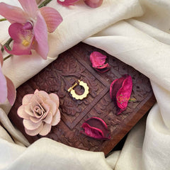 Vriksham Half Circle Style Nath Red White & Green Stone Jadau Press Naths/Nose Pin-J3851