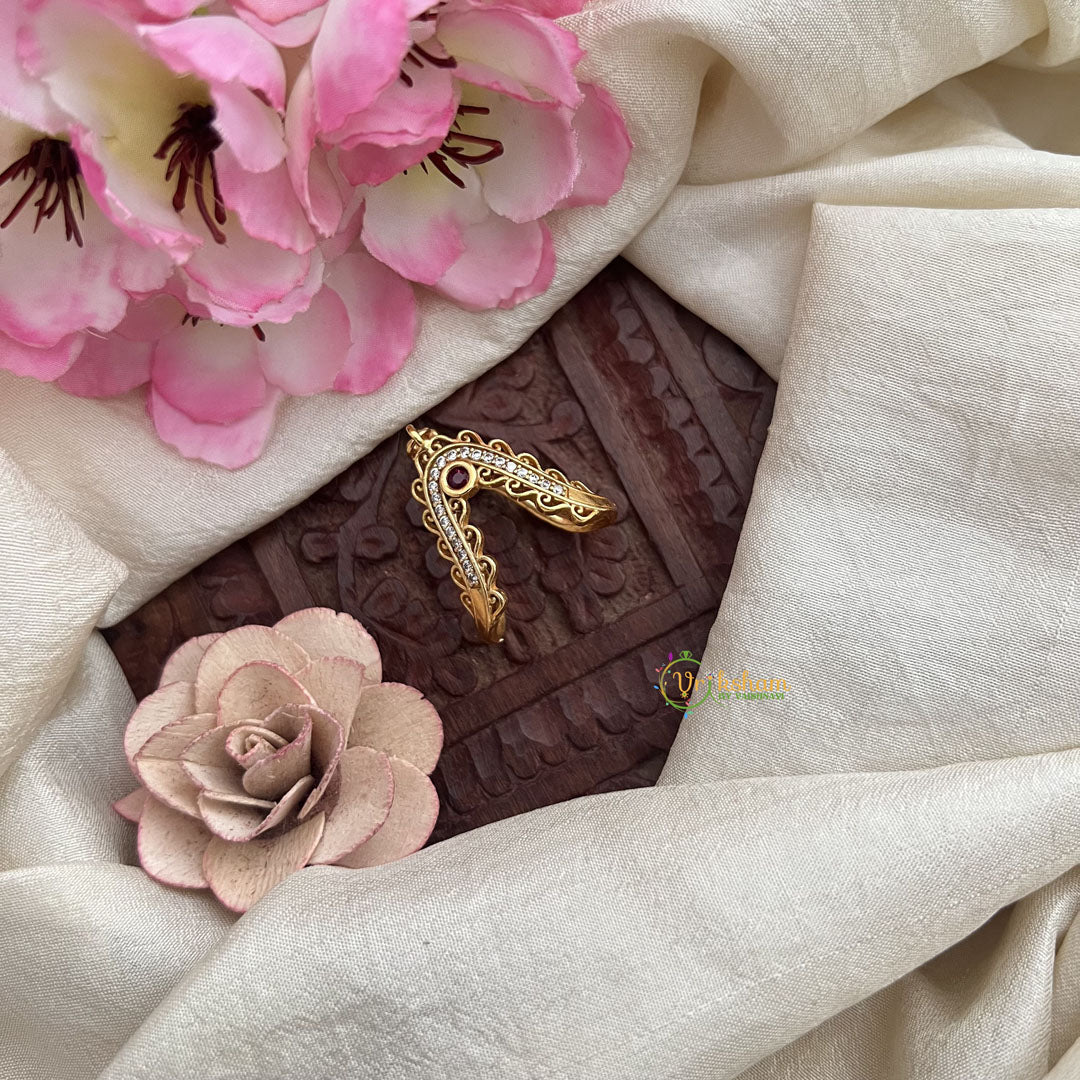 Vriksham Antique Designer Gold Look Alike Vangi Finger Ring-Gold Bead-G20061