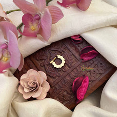 Vriksham Half Circle Style Nath White & Green Stone Jadau Press Naths/Nose Pin-J3852