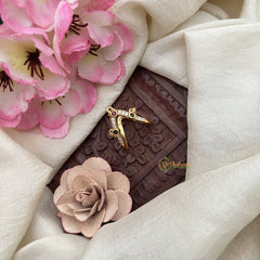 Vriksham Elegant Red Green & White AD Stone Gold Look Alike Vangi Finger Ring-G20063