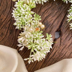 Vriksham White Floral Veni with Beads- Flower Accessory-H849