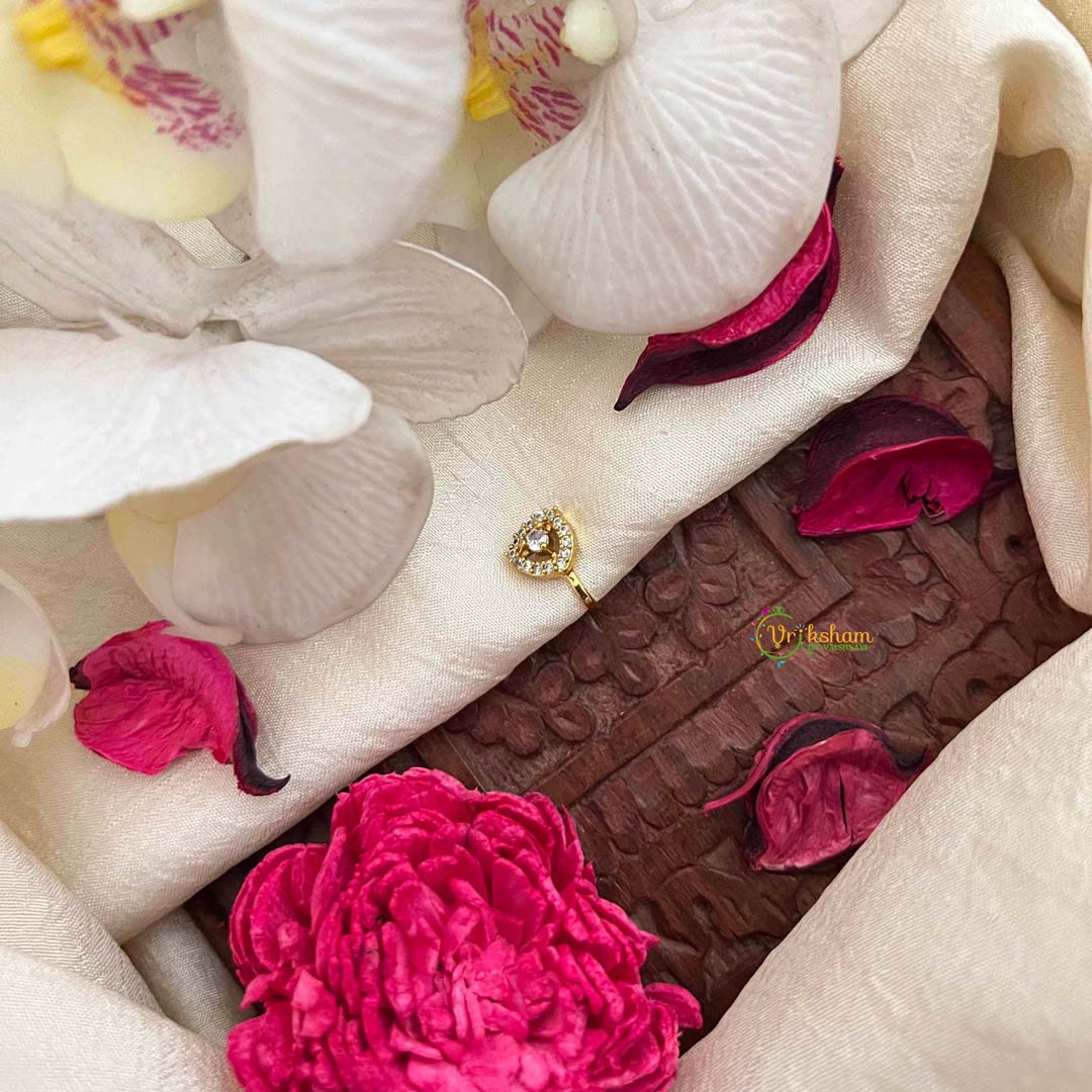 Vriksham Triangle Style AD Stone White Press Naths/Nose Pin-G21452