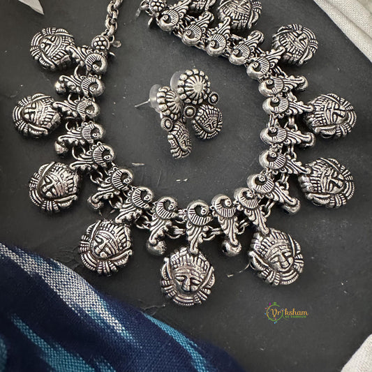 Elegant Silver Alike Maa Durga Neckpiece-S784