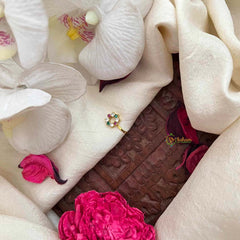 Vriksham Floral AD Stone White Red Green Press Naths/Nose Pin-G21445