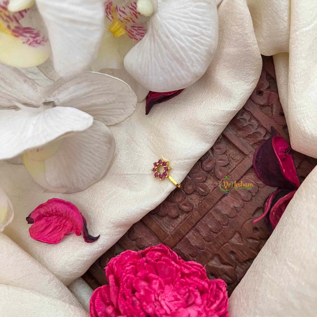 Vriksham Floral AD Stone Red Green Press Naths/Nose Pin-G21446