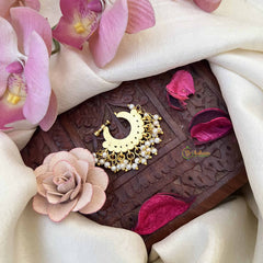 Vriksham Double Layered Chand Bali Style Red Stone Jadau Press Naths/Nose Pin-Pearls-J3862