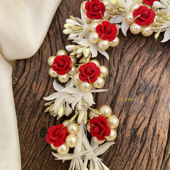 Vriksham Off White Bead with Small Rose Flower Veni-Flower Accessory-H863