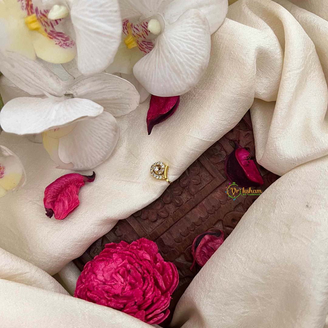 Vriksham Antique Peacock Motif AD Stone White Press Naths/Nose Pin-G21442