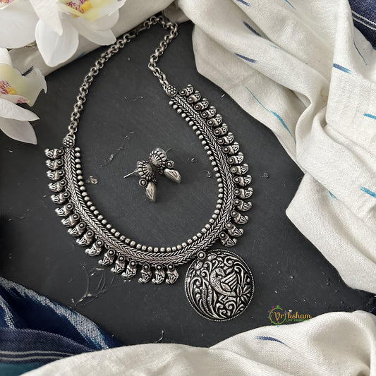 Silver Look Peacock Neckpiece-S790