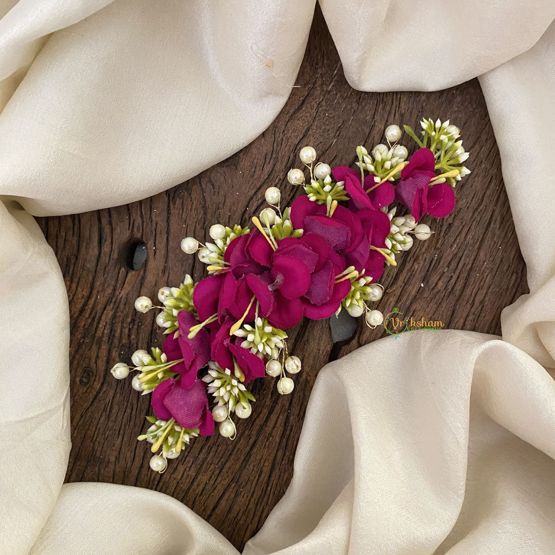 Vriksham Purple Floral Veni with Beads- Flower Accessory-H855