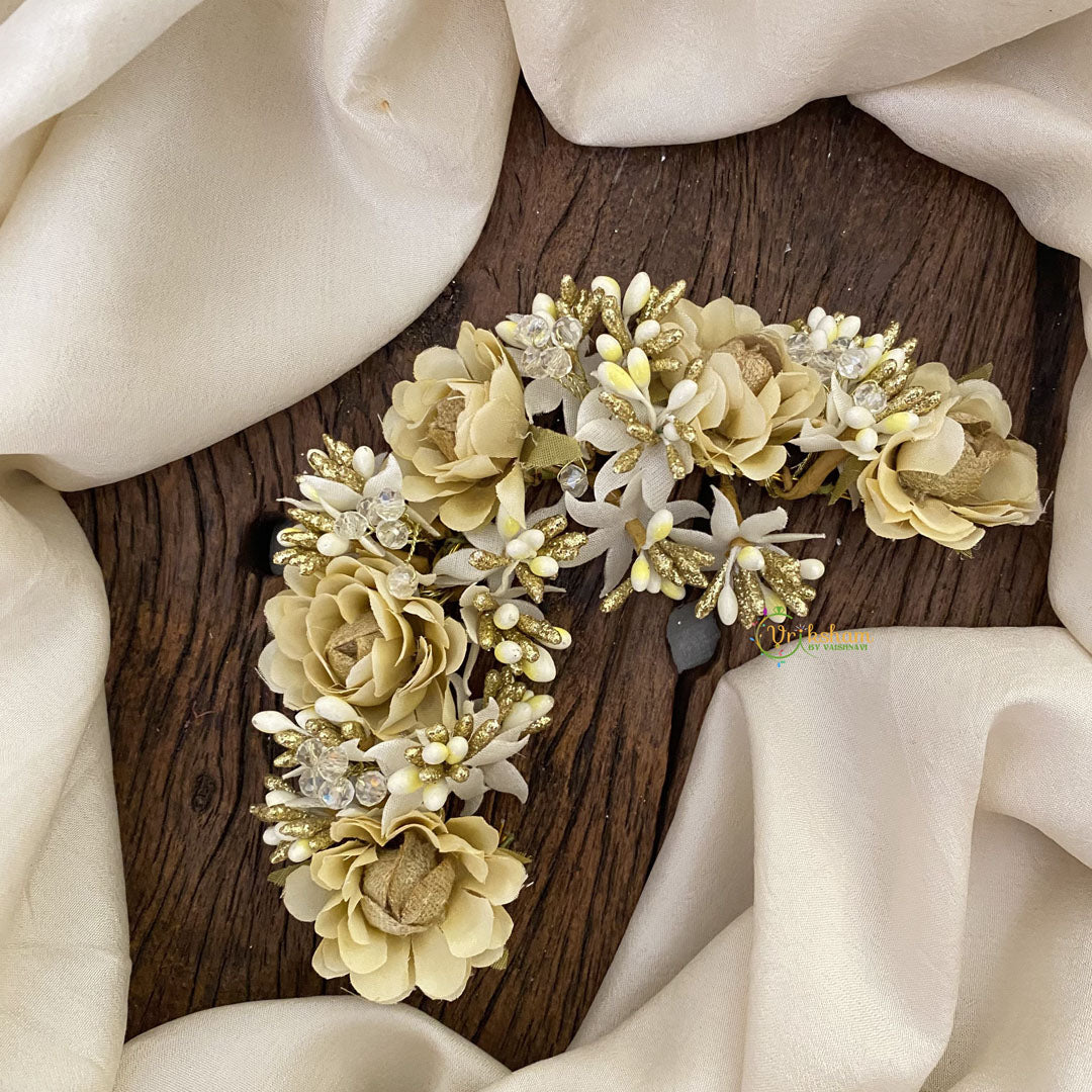 Vriksham Off White Floral Veni with Beads- Flower Accessory-H862