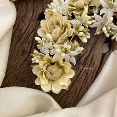 Vriksham Off White Floral Veni with Beads- Flower Accessory-H862