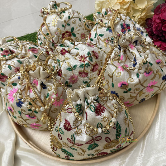 Return Gift Potli Bags -Floral Design- 6 pieces Set-RG127