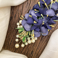 Vriksham Blue Floral Veni with Beads- Flower Accessory-H851