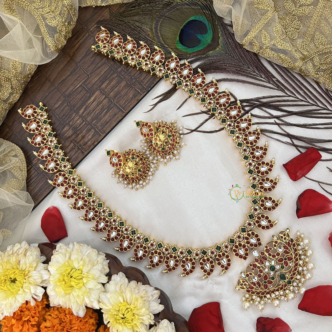 Vriksham Elegant Peacock Pendant With Maanga Long Haram-Pearl-G19149