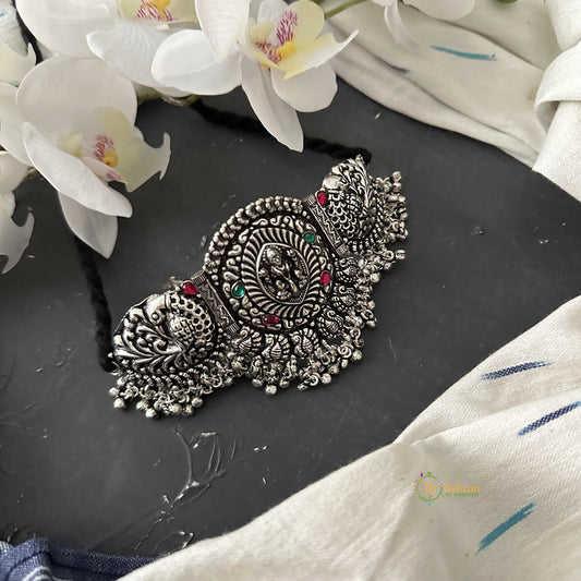 Silver Look Alike Dual Peacock with Lakshmi Choker-S797