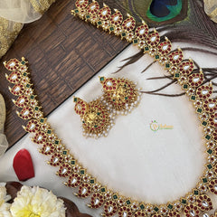 Vriksham Elegant Peacock Pendant With Maanga Long Haram-Pearl-G19149