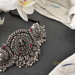 Silver Look Alike Dual Peacock with Lakshmi Choker-S797