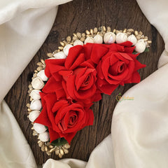 Vriksham Red Rose Veni with Beads- Flower Accessory-H845
