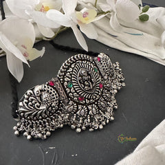 Silver Look Alike Dual Peacock with Lakshmi Choker-S797