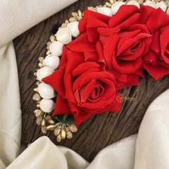 Vriksham Red Rose Veni with Beads- Flower Accessory-H845
