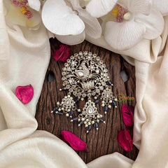 Vriksham Elegant Peacock Victorian Diamond Jada Billai-Purple Bead & Pearls-VV2011