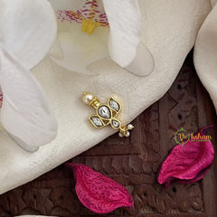 Vriksham Unique Lotus Shape Kundan Nath-White-Pearls-J3039