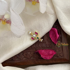 Vriksham Unique Lotus Shape Kundan Nath-Red Green & White-Pearls-J3040