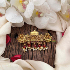 Vriksham Royal Barat-Inspired Gold Style With Red Ruby Drops Hair Clip-Red-G21485