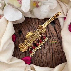 Vriksham Royal Barat-Inspired Gold Style With Red Ruby Drops Hair Clip-Red-G21485