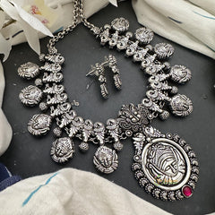 Exquisite Silver Polish Maa Durga Neckpiece-S806