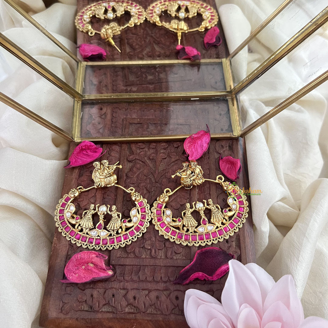Vriksham Premium AD Stone Designer Bridal Earrings-Red-G18222