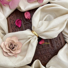 Vriksham Antique Oval Shape Jadau Kundan Finger Ring-Pearl-Red Green-J3411