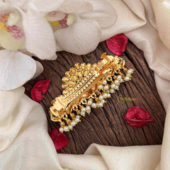 Vriksham Elegant Peacock Feather Gold Touch Style With Pearls Hair Clip-Red Green-G21487