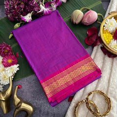 Vriksham Classic Purple & Red Border With Golden Zari Border Pure Silk Saree-VS4990