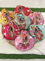 Return Gift Purses -Pichwai Krishna Prints-6 pieces Set-RG121