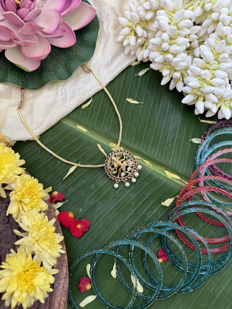 Vriksham Traditional Kemp  Nataraja Pendant Chain-G17949