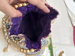 Return Gift Potli Bags - 6 pieces Set-Golden Pearl-RG125