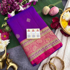 Vriksham Purple & Pink Border With Golden Zari Border Pure Silk Saree-VS4996