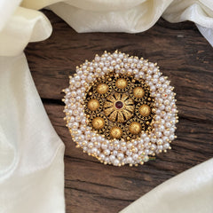 Antique Cluster Pearl Billai- Chakra Bun Billai -Red -G10365