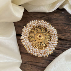 Antique Cluster Pearl Billai- Paisley Bun Billai -Red -G10366