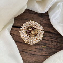 Antique Cluster Pearl Billai- Bird Bun Billai -Red -G10370