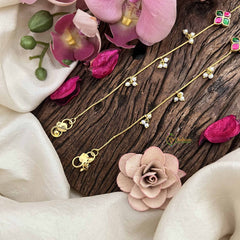 Vriksham Classic Floral Style Gold Look Alike Pearls Drop Anklets-Red Green-G20794