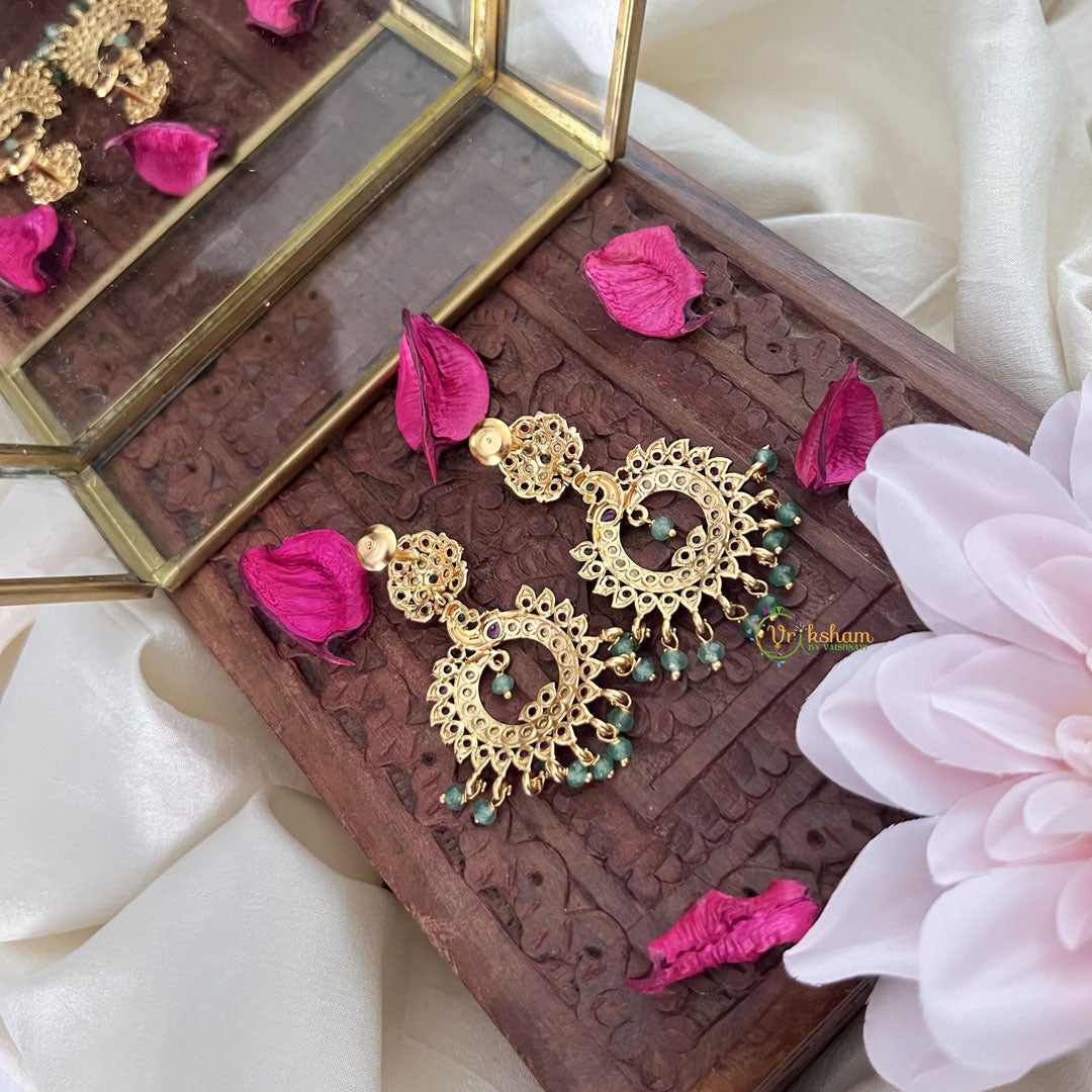 Vriksham Elegant Floral Earring-Red White-Pastel Green Beads-G18243