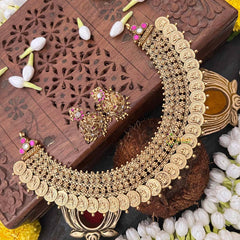 Vriksham Elegant Gold Look Lakshmi Coin Short Neckpiece-G21509