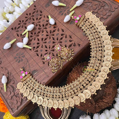 Vriksham Elegant Gold Look Lakshmi Coin Short Neckpiece-G21509