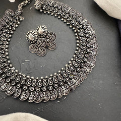 Premium SIlver Polish Lakshmi Coin Neckpiece-S831