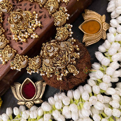 Vriksham Elegant Lakshmi With Peacock Feather Temple Short Neckpiece-G21503