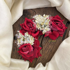 Vriksham Red Rose Veni with Beads- Flower Accessory-H885