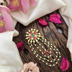 Vriksham Floral Design Jada Billai- Red White & Green-Pearls & Green Bead-G21025